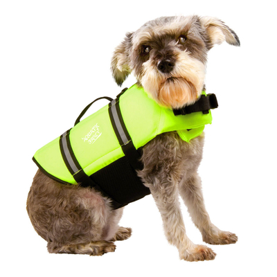 Зеленый спасательный жилет собаки пальто поплавка для плавать регулируемая и отражательная ручка самосхвата поставщик